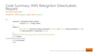 Serverless Product Recommendations using AWS Rekognition | PPTX