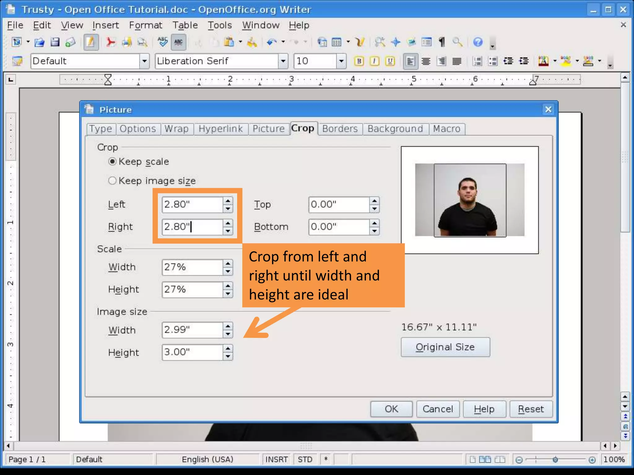 Crop from left and
right until width and
height are ideal
 