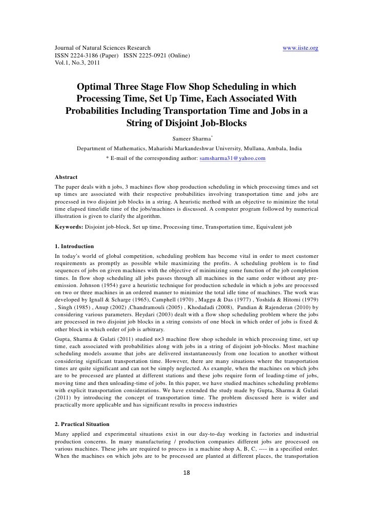 11 Optimal Three Stage Flow Shop Scheduling In Which Processing Time