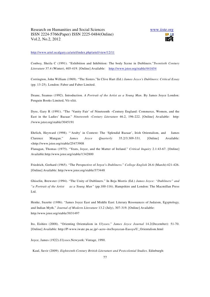 College English Essay Topics Online Available Narrative Essay Example High School also How To Write A Proposal Essay Paper Orientalism In James Joyces Araby How To Write A Good English Essay