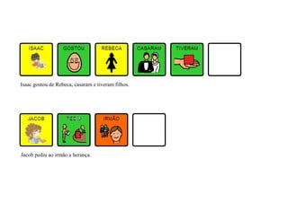 Isaac gostou de Rebeca, casaram e tiveram filhos.
Jacob pediu ao irmão a herança.
 