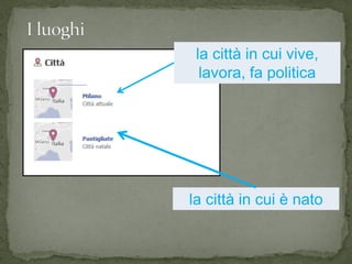 la città in cui vive,
_____
          lavora, fa politica




        la città in cui è nato
 