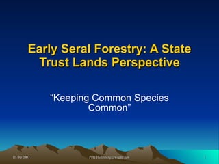 Early Seral Forestry: A State Trust Lands Perspective “Keeping Common Species Common” 