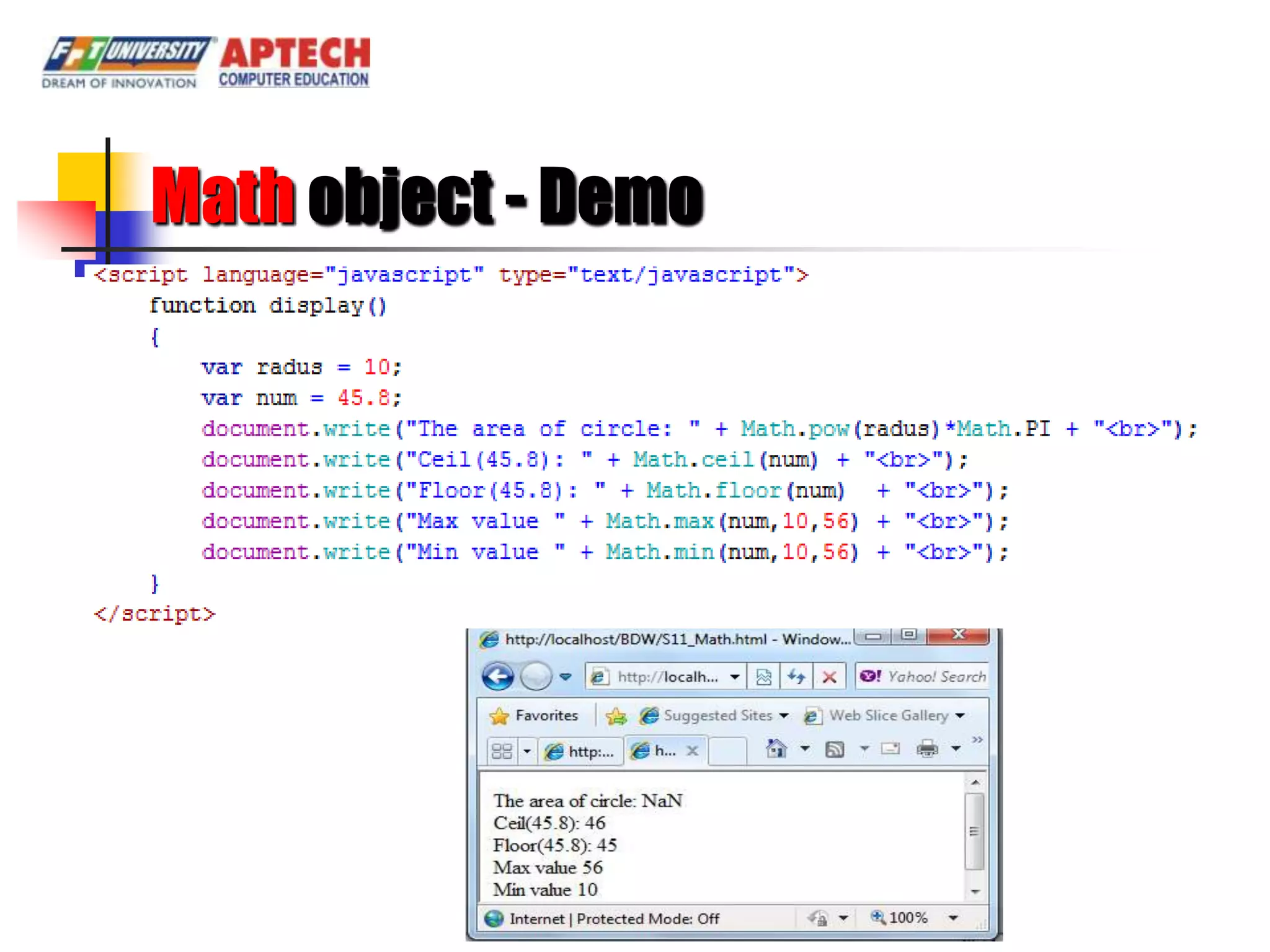 Math object - Demo
 