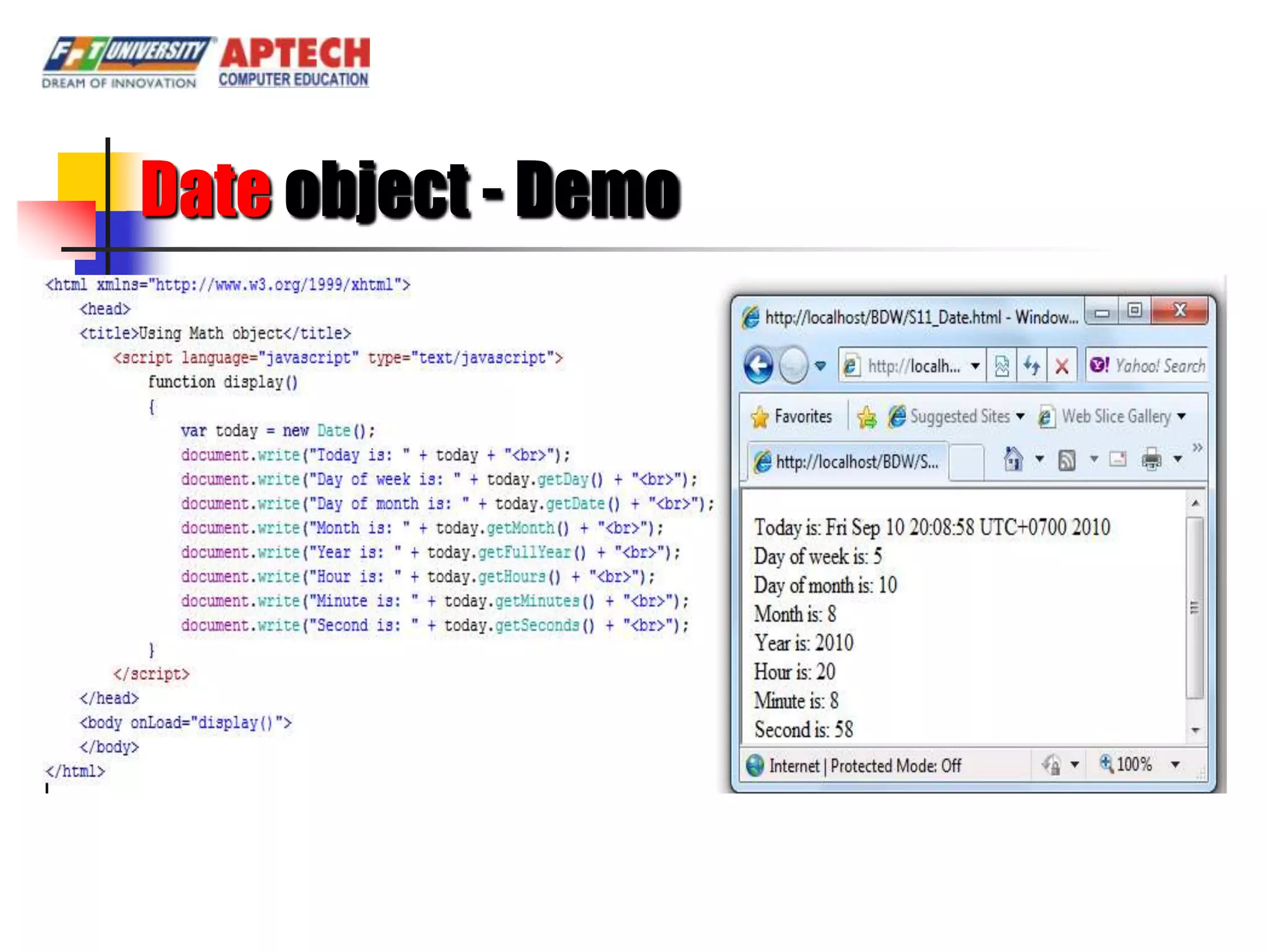 Date object - Demo
 