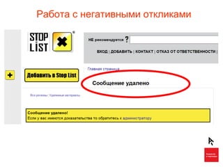 Работа с негативными откликами
 