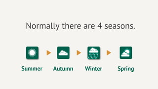 Normally there are 4 seasons.



Summer   Autumn   Winter   Spring
 