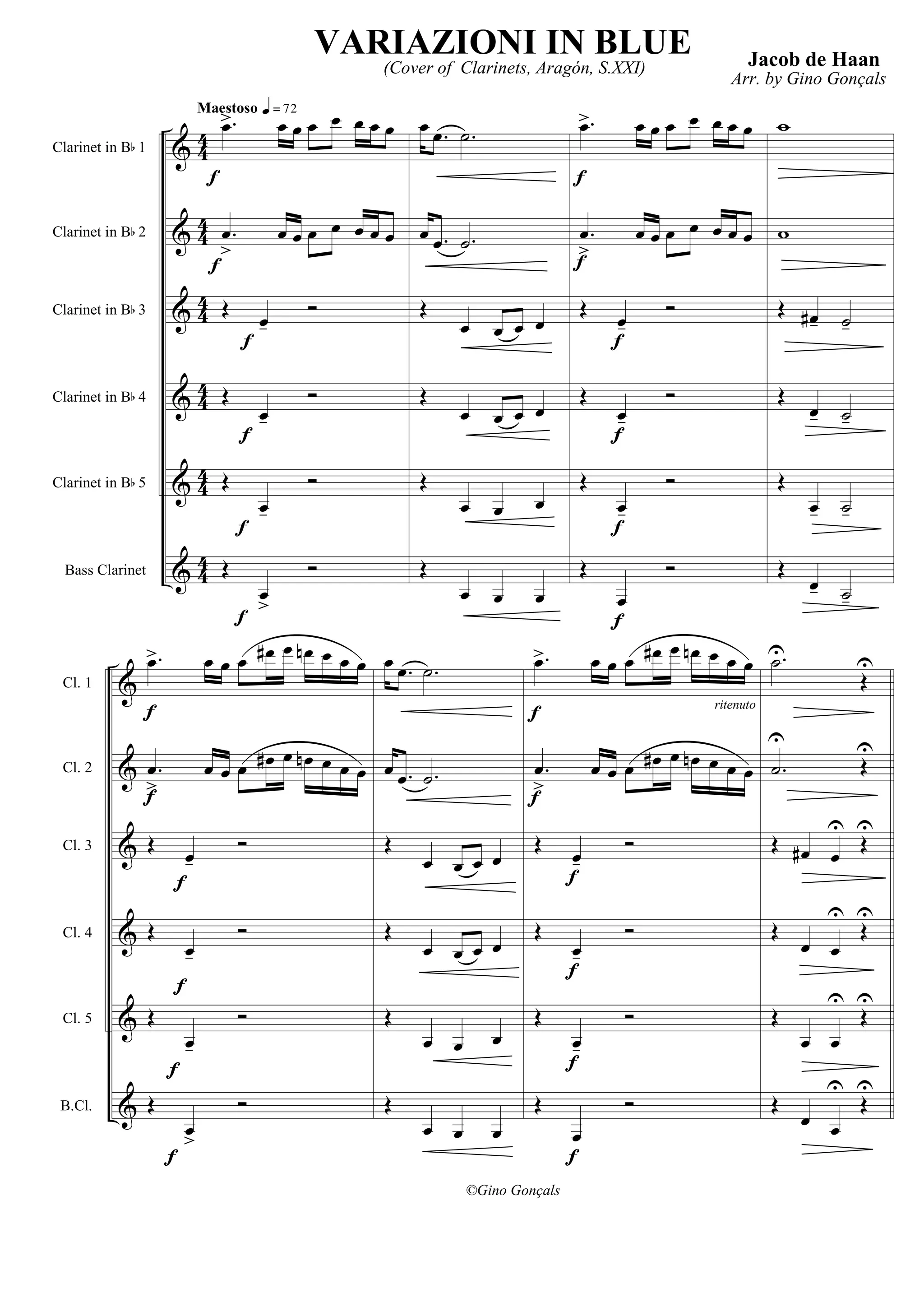 Variazioni in Blue - Jacob de Haan - Set of Clarinets | PDF