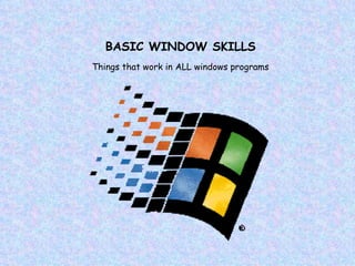 BASIC WINDOW SKILLS Things that work in ALL windows programs 