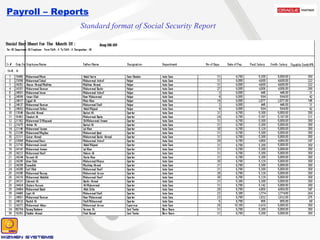 Payroll – Reports Standard format of Social Security Report 