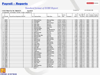 Payroll – Reports Standard format of EOBI Report 