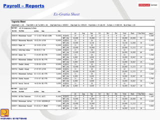 Payroll – Reports Ex-Gratia Sheet 