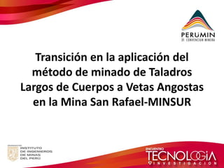 Transición en la aplicación del método de minado de Taladros Largos de Cuerpos a Vetas Angostas en la Mina San Rafael-MINSUR  