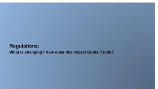 Date: November 2017
INTERNAL -
EXTERNAL
Regulations:
What is changing? How does this impact Global Trade?
 