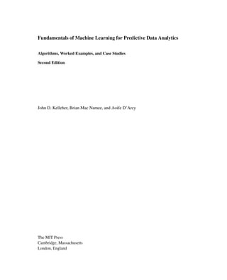 Fundamentals Of Machine Learning For Predictive Data Analytics ...
