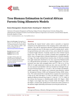 Tree Biomass Estimation In Central African Forests Using Allometric ...