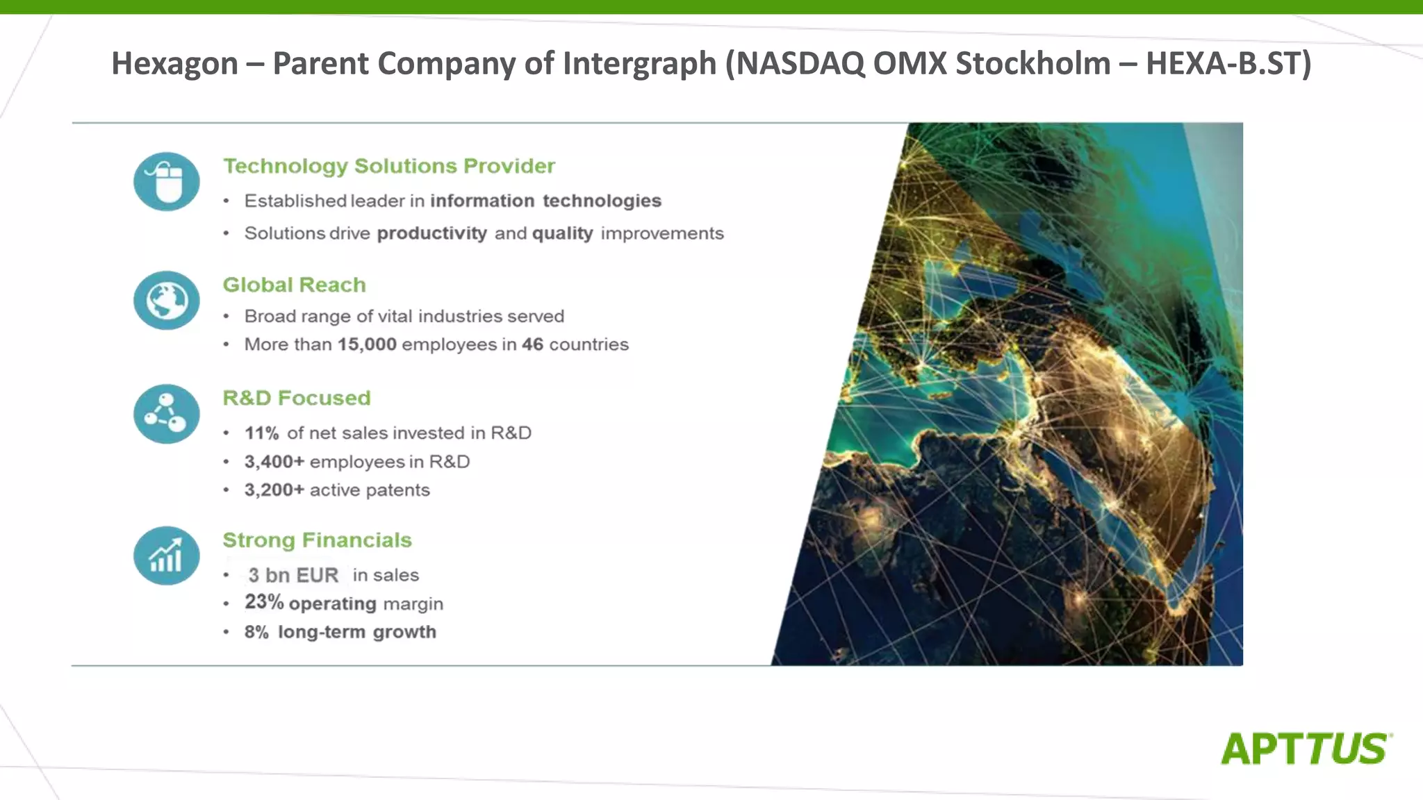 Hexagon – Parent Company of Intergraph (NASDAQ OMX Stockholm – HEXA-B.ST)
 