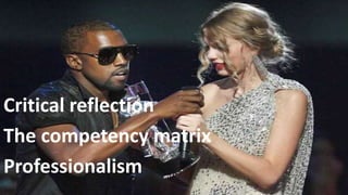 Critical reflection
The competency matrix
Professionalism
 