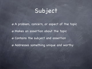 1101: Subject, Purpose, Audience