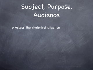 1101: Subject, Purpose, Audience