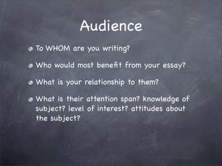 1101: Subject, Purpose, Audience