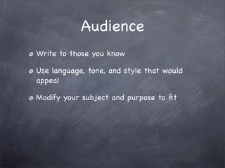 1101: Subject, Purpose, Audience