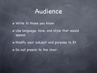 1101: Subject, Purpose, Audience