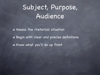 1101: Subject, Purpose, Audience