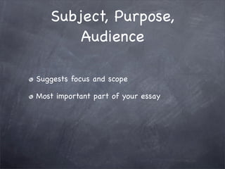 1101: Subject, Purpose, Audience