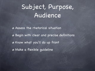 1101: Subject, Purpose, Audience
