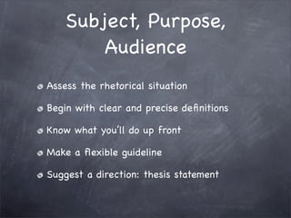 1101: Subject, Purpose, Audience