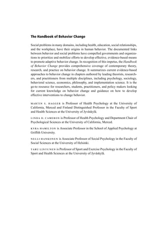 The Handbook Of Behavior Change Martin S Hagger Editor | PDF