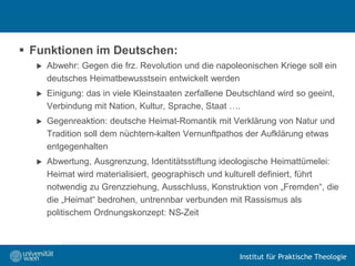 Institut für Praktische Theologie
 Funktionen im Deutschen:
 Abwehr: Gegen die frz. Revolution und die napoleonischen Kr...