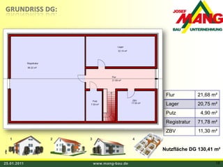 GRUNDRISS DG:1342Nutzfläche DG 130,41 m²25.01.2011www.mang-bau.de18