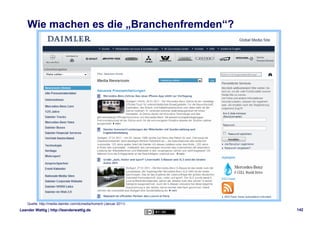 Wie machen es die „Branchenfremden“?




    Quelle: http://media.daimler.com/dcmedia/home/d (Januar 2011)
Leander Wattig ...
