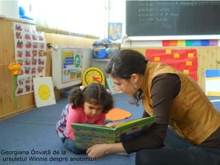 Georgiana învață de la ursulețul Winnie despre anotimuri.  