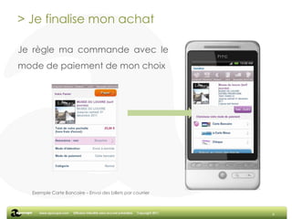 6> Je finalise mon achatJe règle ma commande avec le mode de paiement de mon choix Exemple Carte Bancaire – Envoi des billets par courrier