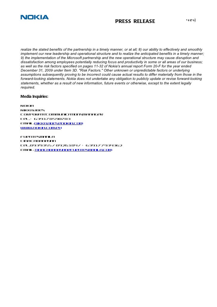 nokia strategy press release