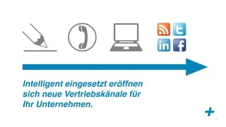 Intelligent eingesetzt eröffnen
sich neue Vertriebskänale für
Ihr Unternehmen.
                                  +   7
 
