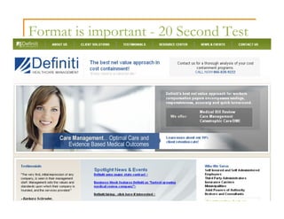 Format is important - 20 Second Test
 