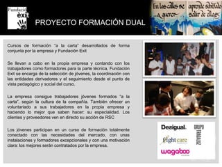 Pueden venir  por iniciativa propia o derivados de cualquier organización  social o educativa EL PROCESO EXITFundación ExitProyecto Coach/Proyecto Líder CoachBolsa de trabajoEmpresasColaboradorasForm. DualClub de Feina/Trainning ClubVisitas/charlas empresas