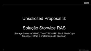 Unsolicited Proposal 3: Solução Storwize RAS (Storage Storwize V7000, Tivoli TPC-MRE, Tivoli FlashCopy Manager, SPac e Implementação opcional) 