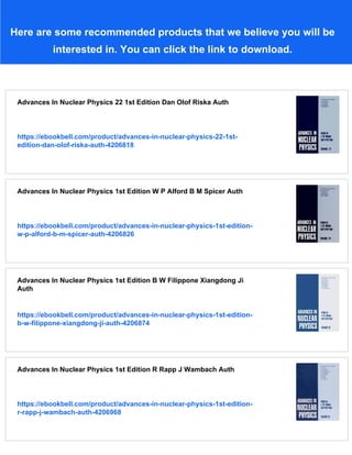 Advances In Nuclear Physics Structure And Reactions Rajeev K Puri | PDF
