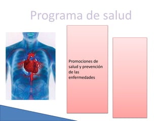Programa de salud
Promociones de
salud y prevención
de las
enfermedades
 