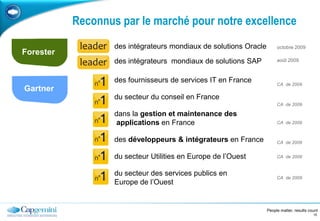 Mobilisés pour la performance autour d’un socle méthodologique unifié Industrialisation de nos pratiques qualitéBénéfices gestion des projetsproductivitéexperts dédiés améliorationcontinueProductivité , accélération et sécurisation des projets Expertise et innovation testingOne TeamRightshore®88
