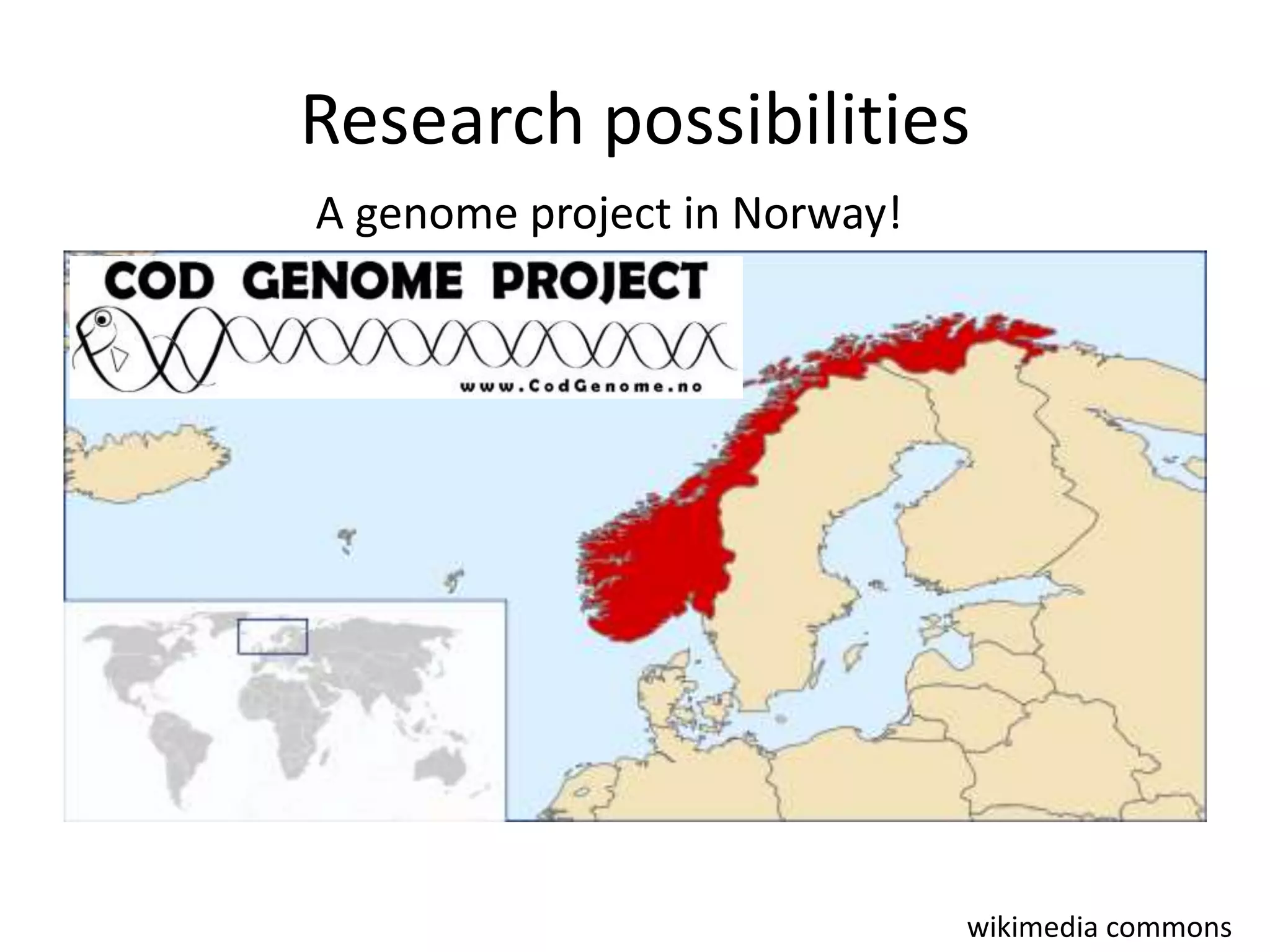 Research possibilitiesA genome project in Norway!wikimedia commons