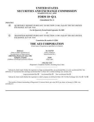 AES 3Q 2005 Form10QA