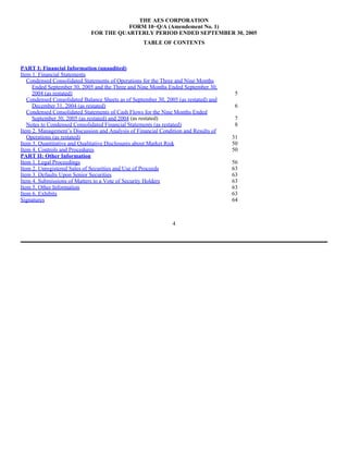 AES 3Q 2005 Form10QA