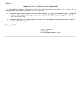 AES 3Q 2005 Form10QA