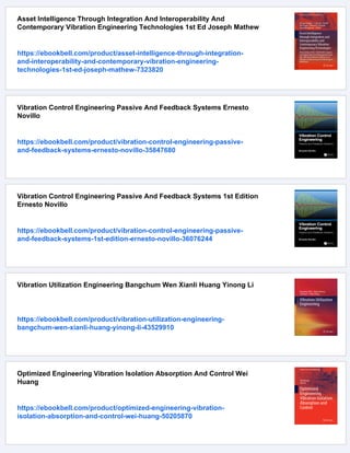 Vibration Engineering For A Sustainable Future Active And Passive Noise ...